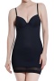 sexy plus size slight stretch 4 colors with underwire padded body shaping dress_Black