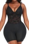 sexy plus size slight stretch lace stitching with pads hip lift shapewear_Black