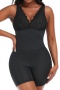 sexy plus size stretch lace stitching with pads v-neck hip lift shapewear_Black