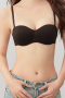 sexy slight stretch 4 colors solid color glossy padded bras(size run small)_Black_Brown