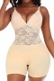 sexy plus size stretch see through lace stitching with pads hip lift shapewear_Black_Nude