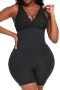sexy plus size stretch lace stitching with pads crotchless hip lift shapewear_Black