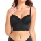 sexy plus size slight stretch lace stitching padded underwire gathered bra_Black