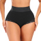 sexy plus size stretch lace stitching tummy control hip lift shapewear shorts_Black