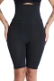 sexy plus size slight stretch belly tightening waist shaping shorts_Black