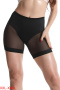 plus size slight stretch stitching mesh high-waist tightening shaping shorts_Black