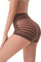 plus size slight stretch stitching lace belly tightening waist shaping panties_Black_Beige_Brown