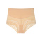 plus size slight stretch stitching lace belly tightening waist shaping panties_Black_Beige
