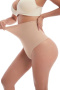 sexy plus size slight stretch high-waist shaping thong_Black_Beige