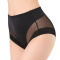 sexy slight stretch stitching mesh tightening waist shaping panties_Black