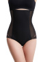 sexy plus size slight stretch high-waist tightening shaping panties_Black