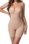 sexy plus size slight stretch traceless belly tightening waist shaping playsuit_Black_Nude