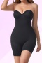 sexy plus size slight stretch traceless belly tightening waist shaping playsuit_Black
