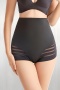 sexy plus size slight stretch high-waist belly tightening waist shaping panties_Black