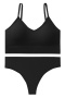 sexy slight stretch 15 colors solid color padded bras sets size run small_Black