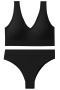 sexy slight stretch 9 colors v-neck padded bras sets size run small_Black