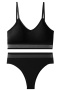 sexy slight stretch 9 colors contrast color padded bras sets size run small_Black