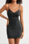 casual slight stretch solid color simple sling slim comfort mini dress sleepwear_Dark Gray