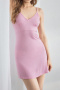casual slight stretch solid color simple sling slim comfort mini dress sleepwear_Dark Gray_Pink