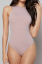 casual high stretch solid color tight sleeveless one-piece body shaper_Black_Light Pink