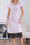 slight stretch dot batch printing lace trim crew neck loungewear_White_Gray_Pink_Light Purple
