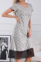 slight stretch dot batch printing lace trim crew neck loungewear_White_Gray