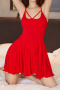 plus size slight stretch 7 colors solid color sling sleepwear_Black_White_Gray_Pink_Red