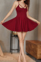 plus size slight stretch 7 colors solid color sling sleepwear_Black_White_Gray_Pink_Red_Rose Red