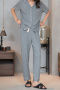 slight stretch lapel 4 colors letter embroidery loungewear_Black_White_Gray