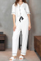 slight stretch lapel 4 colors letter embroidery loungewear_Black_White