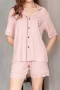 slight stretch 4 colors letter embroidery shorts sets loungewear_Black_White_Dark Gray_Pink