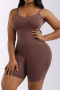 sexy plus size high stretch solid color abdomen shapewear_Black_Brown