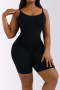sexy plus size high stretch solid color abdomen shapewear_Black