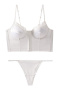 sexy slight stretch 3 colors lace trim with underwire bras sets_Black_White