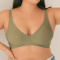 sexy slight stretch 6 colors solid color v-neck traceless padded bras_Black_Pink_Green