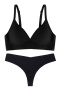 sexy slight stretch 6 colors solid color padded bras sets_Black