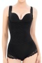 sexy plus size high stretch lace stitching tummy control sling shapewear(no bra)_Black