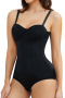 sexy plus size high stretch padded underwire tummy control bodysuit shapewear_Black