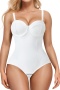 sexy plus size high stretch 3 colors padded underwire tummy control bodysuit_Black_White