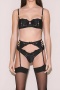 sexy mesh rose embroidery garter three-piece set(with underwire,no stockings)_Black