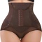 sexy plus size stretch lace 3-row hook buckle tummy control shorts shapewear_Light Purple_Brown