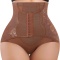 sexy plus size stretch lace 4 colors 3-row hook buckle shorts shapewear_Black_White_Beige_Brown