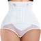 sexy plus size stretch lace 4 colors 3-row hook buckle shorts shapewear_Black_White