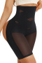 sexy plus size slight stretch high waist butt lift hollow shaping panties_Black