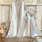 casual non-stretch imitation silk nightgown dress set with belt sleepwear_Red_Champagne