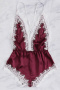 sexy non-stretch sling deep v-neck backless playsuit sleepwear_Black_Red_Rose Red