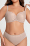 sexy plus size slight stretch breathable gather padded bras sets_Black_Nude
