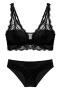sexy slight stretch lace 5 colors padded bras sets_Black