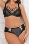 sexy plus size slight stretch see-through lace with underwire bras sets_Black