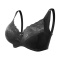 sexy plus size slight stretch 4 colors lace trim padded with underwire bras_Black